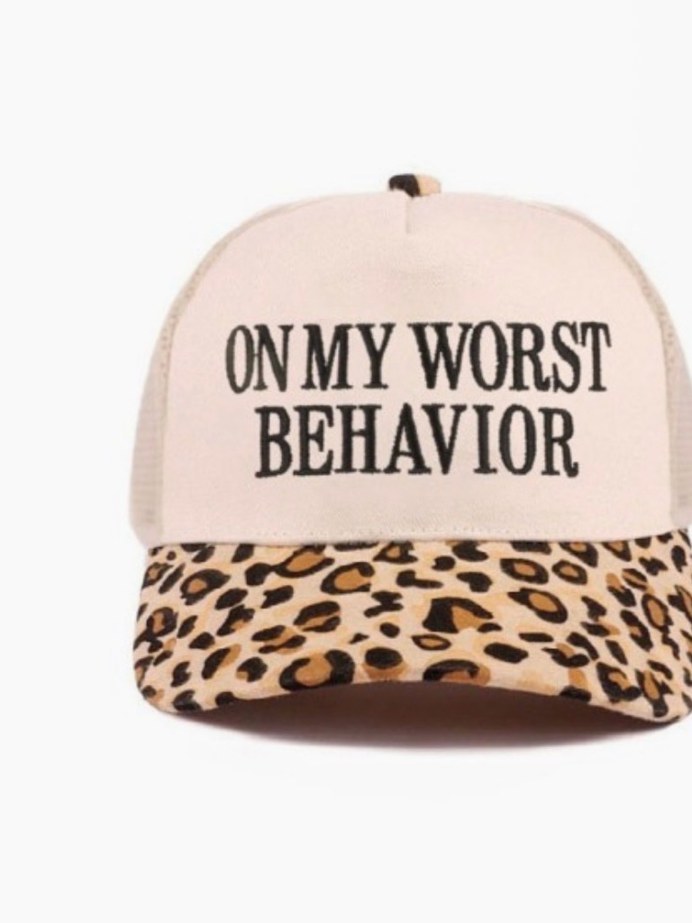 Women’s Beige Leopard Print canvas Hat - On My Worst Behavior